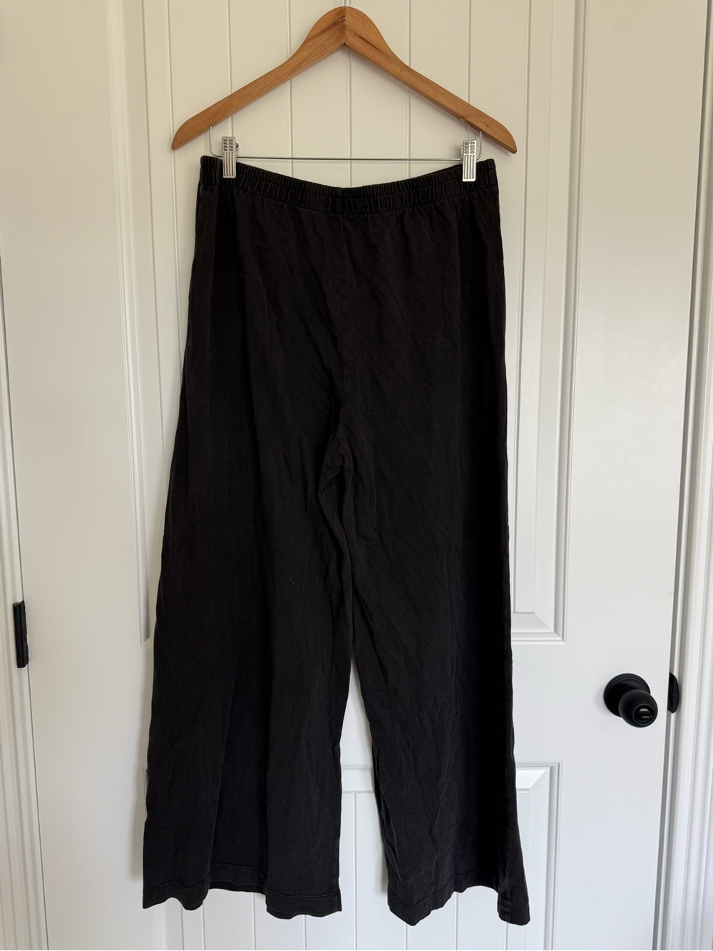 Z Supply Black 100% Cotton Wide Leg Pants Lounge Cozy Flowy Elastic Waist - Picture 4 of 8